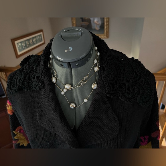 Michael Simon XL cropped embroidered sleeve sweater cardigan crochet mother day - Picture 3 of 12